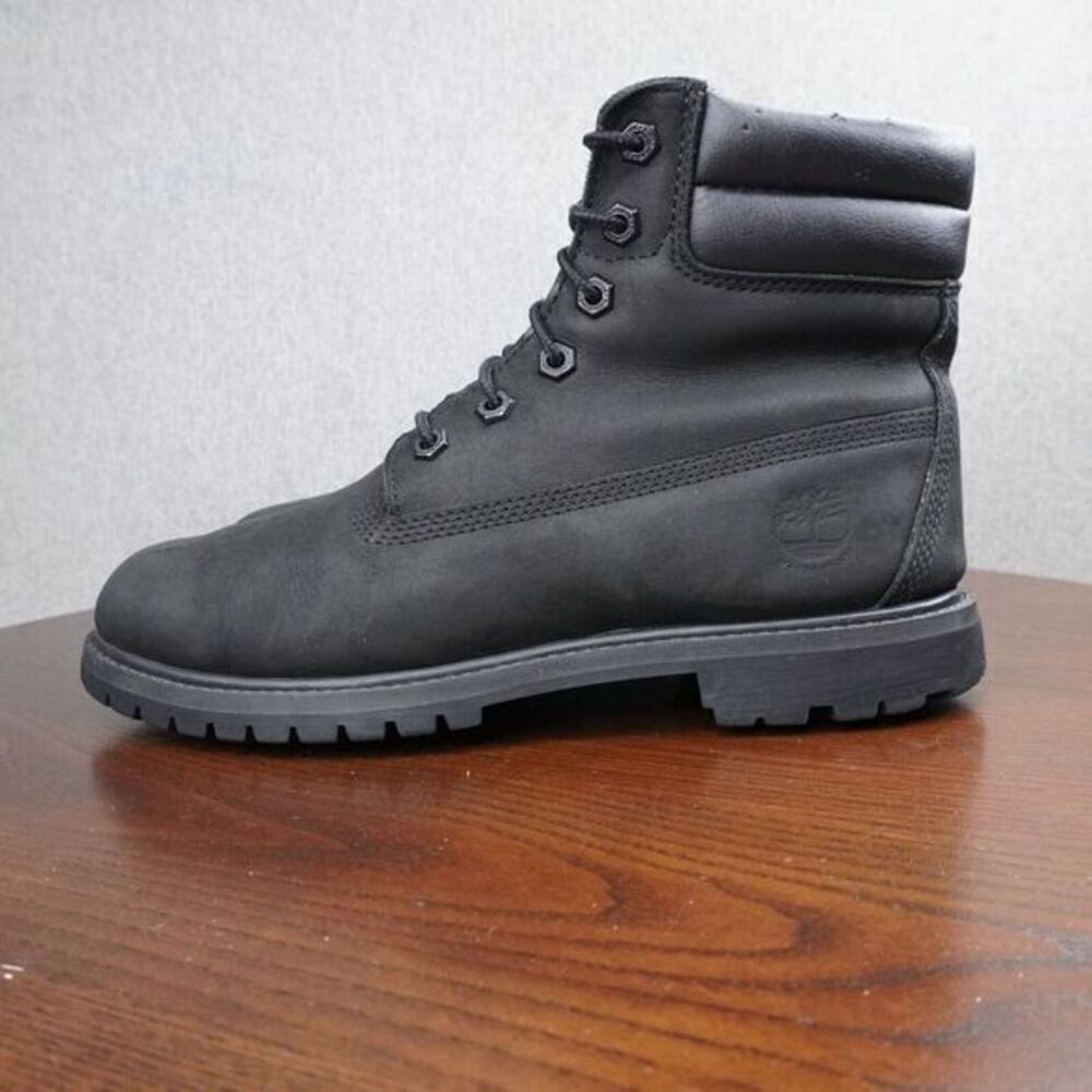 Timberland 6" Combat Boot Women's Size 8.5 Black Nubuck Waterproof Ankle Lace Up